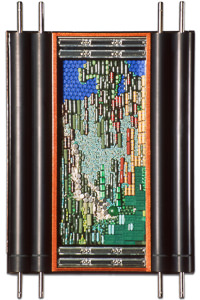 Œuvre nommée "Windows" : sculpture murale cybertrash du sculpteur Rémy Tassou. Vue principale.