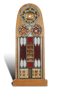 Œuvre nommée "Virgin" : sculpture cybertrash (totem) du sculpteur Rémy Tassou. Vue principale.