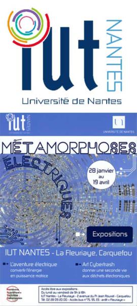 Montage Flyer "Métamorphoses éléctriques" (janvier 2014) et logo IUT de Nantes
