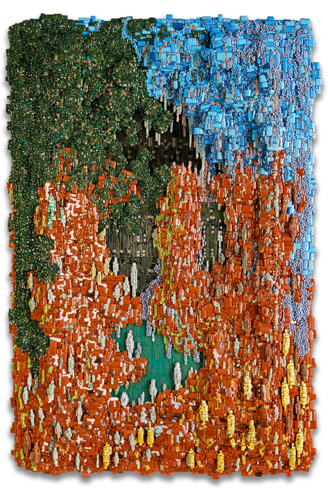 Œuvre nommée "Tatooine ": totem Cybertrash de Rémy Tassou.