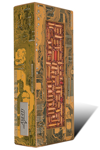 Commodore : œuvre d'art, totem cybertrash par Rémy Tassou (vue de 3/4)