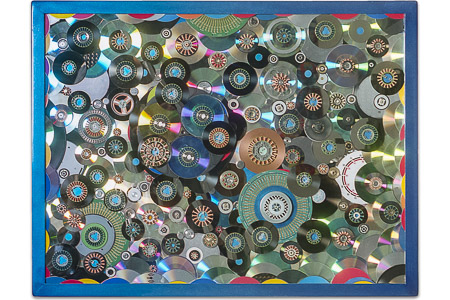 Œuvre nommée "Sector": sculpture murale cybertrash de Rémy Tassou. (vue principale, vignette)