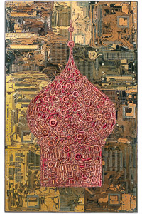 Œuvre nommée "Odessa" : sculpture murale cybertrash de Rémy Tassou. (vue principale, vignette)