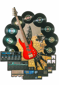 Œuvre nommée "Samick": sculpture murale cybertrash de Rémy Tassou. (vue principale, vignette)