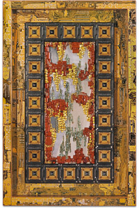 Œuvre nommée "Bin" : sculpture murale cybertrash de Rémy Tassou. (vue principale)