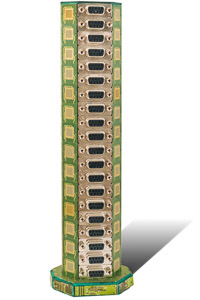 Œuvre nommée "Line" : totem cybertrash de Rémy Tassou. (vue principale)