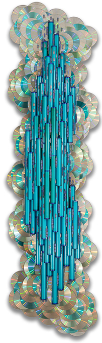 Œuvre nommée "Sycamore" : sculpture murale cybertrash du sculpteur Rémy Tassou (Vue principale)