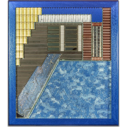 Œuvre nommée "Octet": sculpture murale cybertrash du sculpteur Rémy Tassou. Vue principale (vignette)