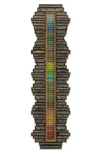 Œuvre nommée "Afficheur" : Sculpture murale Cybertrash du sculpteur Rémy Tassou. (vignette)