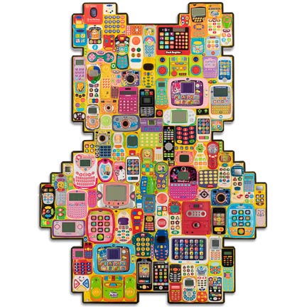 Œuvre nommée "Rigolophone ": sculpture murale Cybertrash de Rémy Tassou. Vue principale (vignette carrée)