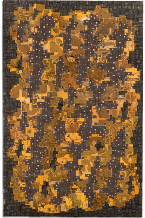 Œuvres nommée "DeepSeek" : sculpture murale cybertrash du sculpteur Rémy Tassou (UNE)