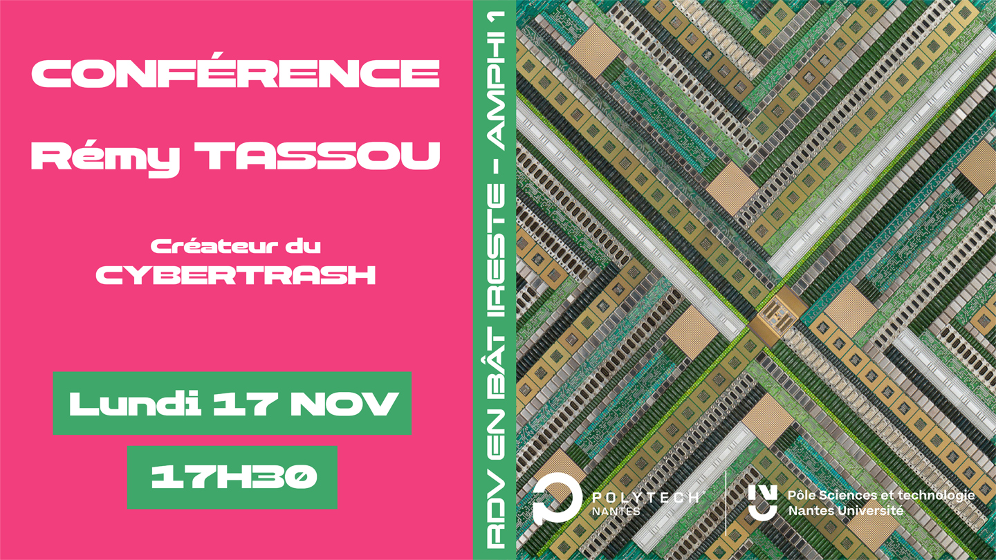 Visuel de Polytech Nantes pour la conférence du sculpteur Rémy TASSOU le 17 novembre 2025